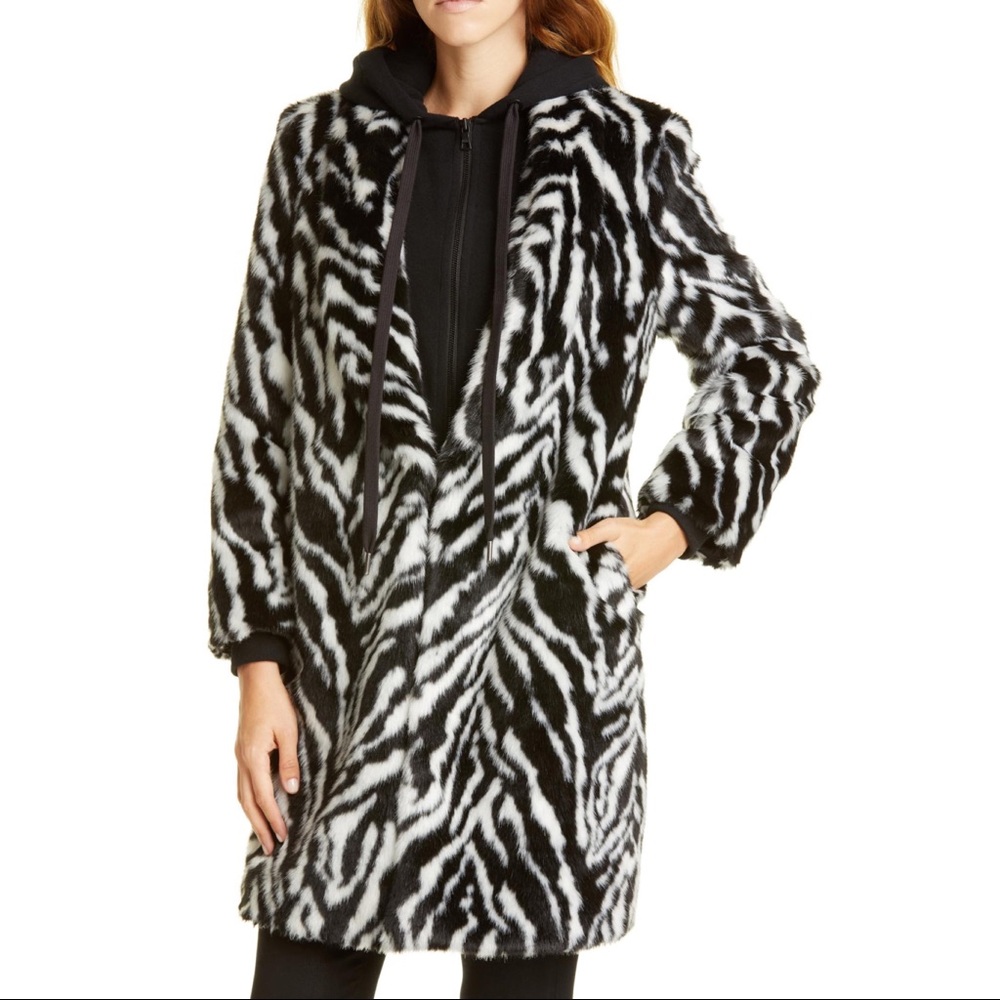 Alice + Olivia Kylie Faux Fur Removable Hooded Coat